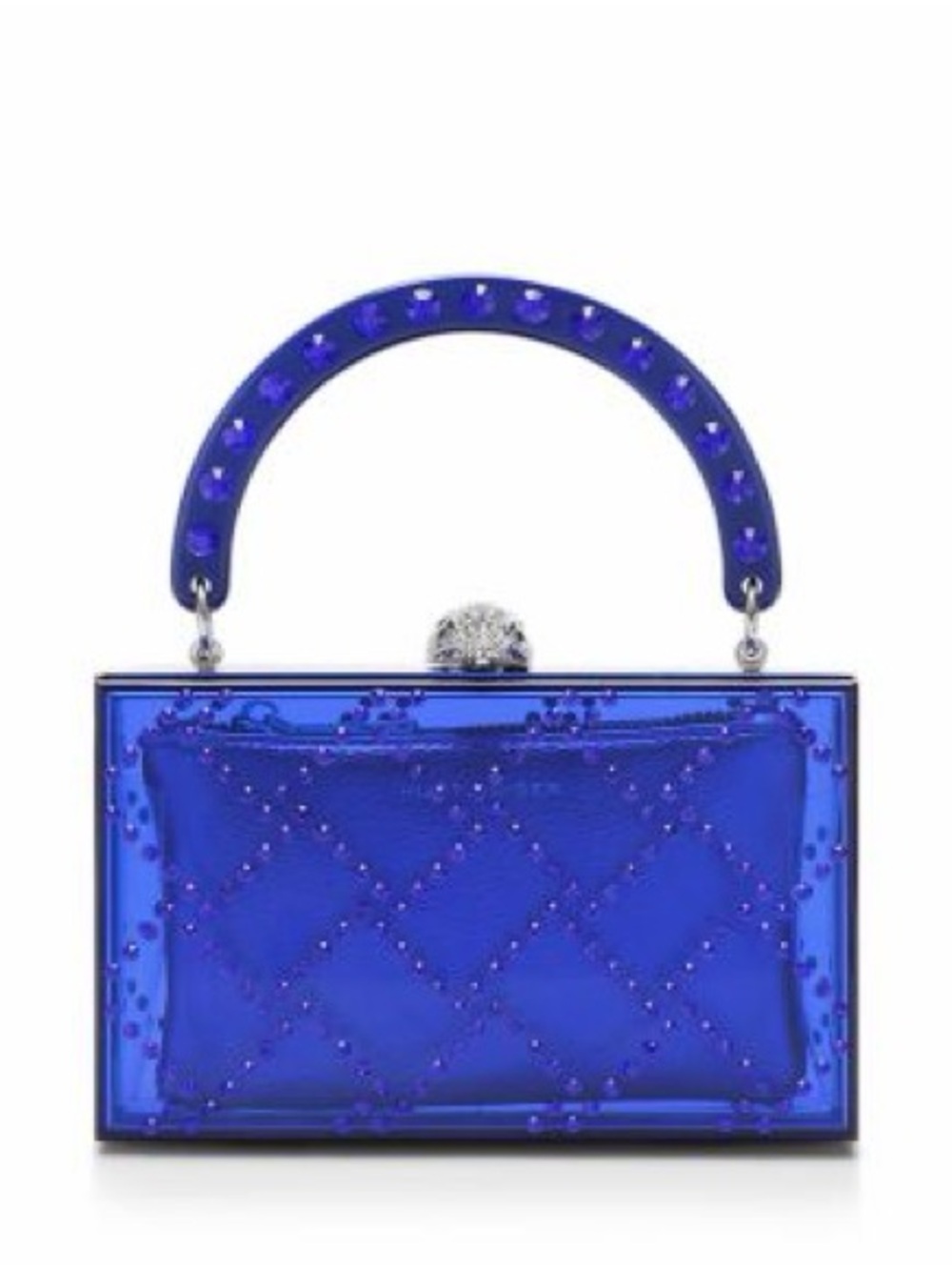 ‼️Kurt Geiger Blue Quilt Box Medium Clutch Top Handle Bag